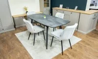 Set Masă Living Extensibilă Yense 125 Gri cu 4 Scaune Tapițate DCM2001AF Bej