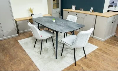 Set Masă Living Extensibilă Yense 125 Gri cu 4 Scaune Tapițate DCM2001AF Bej