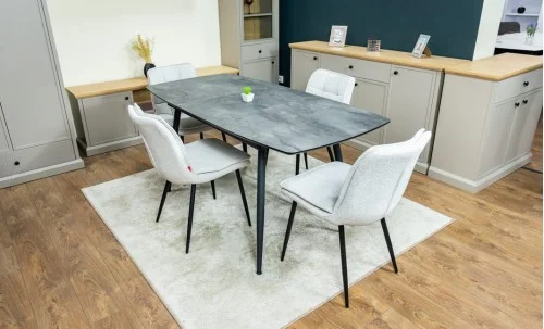 Set Masă Living Extensibilă Yense 125 Gri cu 4 Scaune Tapițate DCM2001AF Bej