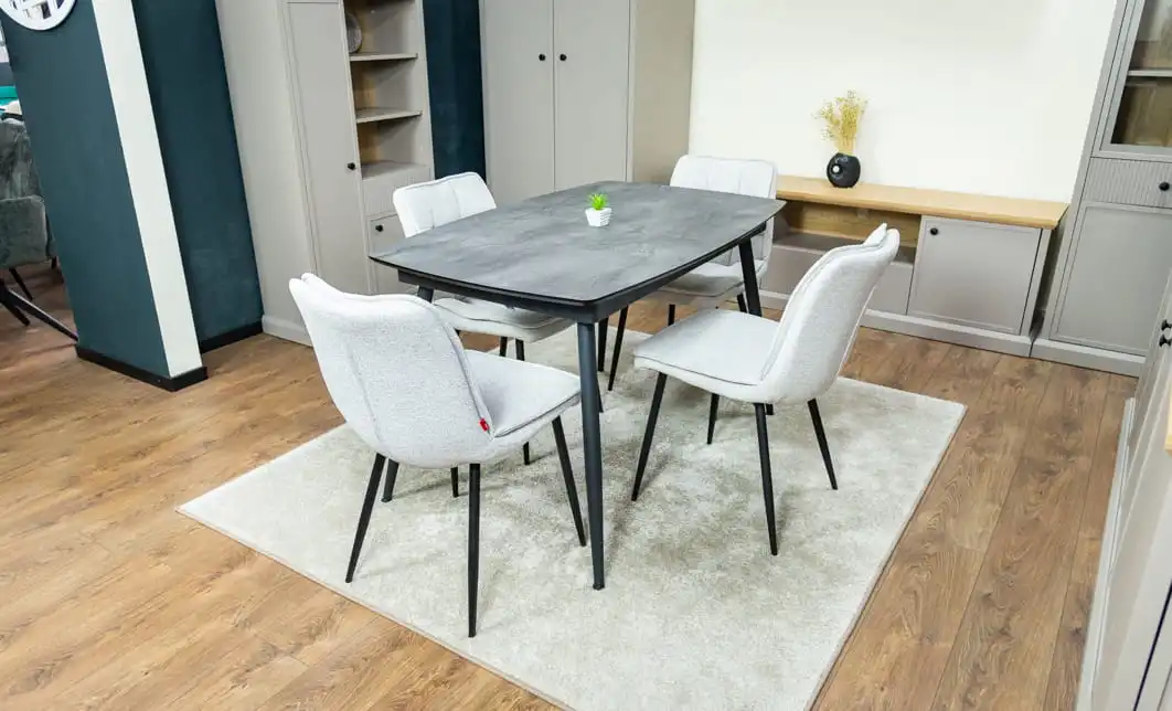 Set Masă Living Extensibilă Yense 125 Gri cu 4 Scaune Tapițate DCM2001AF Bej 6
