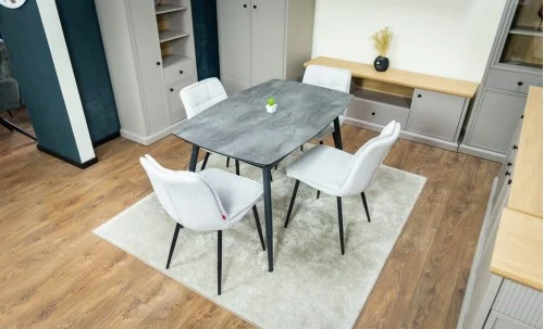 Set Masă Living Extensibilă Yense 125 Gri cu 4 Scaune Tapițate DCM2001AF Bej