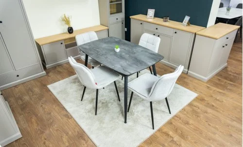 Set Masă Living Extensibilă Yense 125 Gri cu 4 Scaune Tapițate DCM2001AF Bej