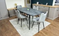 Set Masă Living Extensibilă Yense 125 Gri cu 4 Scaune Tapițate KJC0358 Gri 2