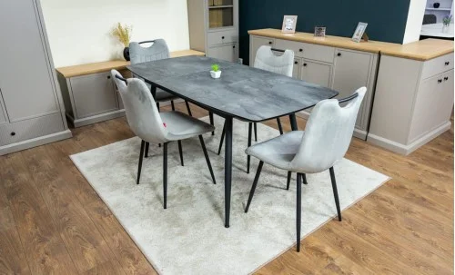 Set Masă Living Extensibilă Yense 125 Gri cu 4 Scaune Tapițate KJC0358 Gri