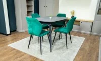 Set Masă Living Extensibilă Yense 125 Gri cu 4 Scaune Tapițate KJC104 Verzi 8