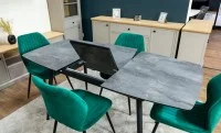 Set Masă Living Extensibilă Yense 125 Gri cu 4 Scaune Tapițate KJC104 Verzi