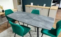 Set Masă Living Extensibilă Yense 125 Gri cu 4 Scaune Tapițate KJC104 Verzi