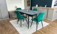 Set Masă Living Extensibilă Yense 125 Gri cu 4 Scaune Tapițate KJC104 Verzi 5