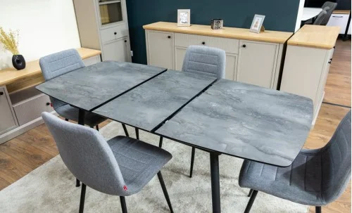 Set Masă Living Extensibilă Yense 125 Gri cu 4 Scaune Tapițate KJC5341 Gri