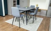 Set Masă Living Extensibilă Yense 125 Gri cu 4 Scaune Tapițate KJC5341 Gri 6