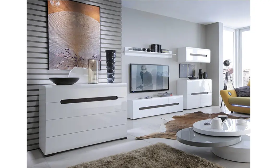 Comodă Living Azteca REG4D cu 4 Uși, Albă 7