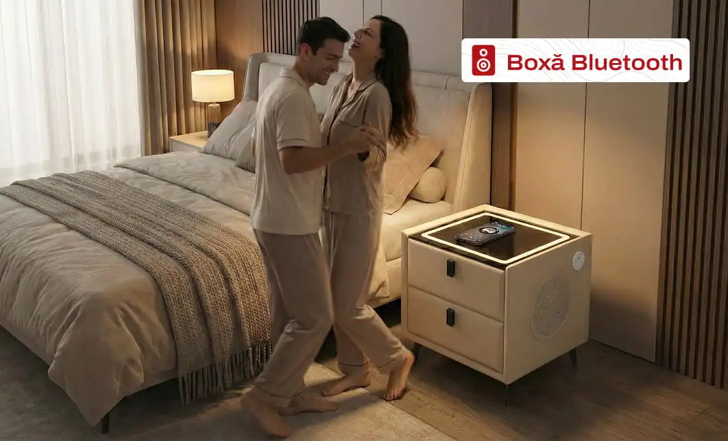 Noptieră Smart Multifuncțională KJ106 Gri 6