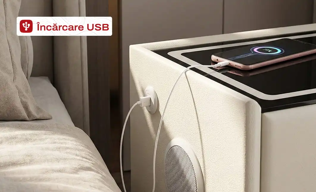Noptieră Smart Multifuncțională KJ106 Gri 4
