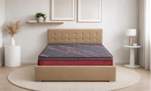 Pat Claudia Beige cu somiera metalica fixa 180x200 cm