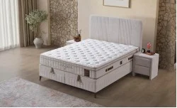 Set Pat Tapițat cu Saltea Vogue și Somieră Rabatabilă 160x200
