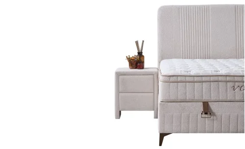 Set Pat Tapițat cu Saltea Vogue și Somieră Rabatabilă 180x200
