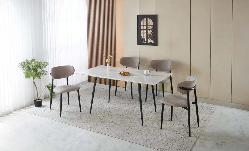 Set Masă Living Extensibilă cu 4 Scaune KJD6316 Gri