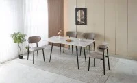 Set Masă Living Extensibilă cu 4 Scaune KJD6316 Gri