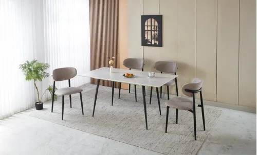 Set Masă Living Extensibilă cu 4 Scaune KJD6316 Gri