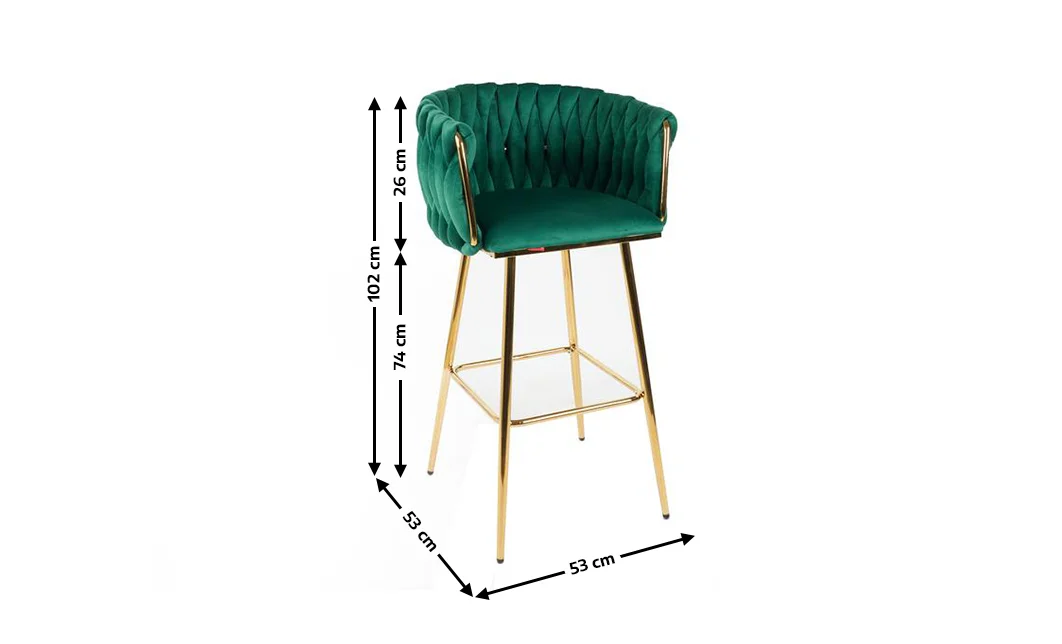 Scaun Bar KJC365 Verde & Picioare Aurii 2