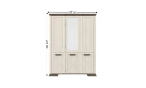 Dulap Marsel 3D Alb Frasin cu Oglindă și Stejar Sonoma Dark