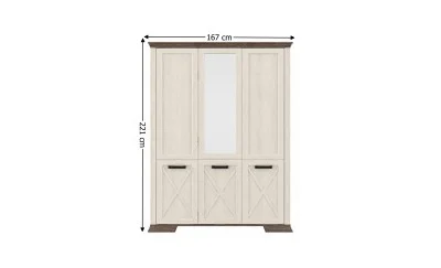 Dulap Marsel 3D Alb Frasin cu Oglindă și Stejar Sonoma Dark