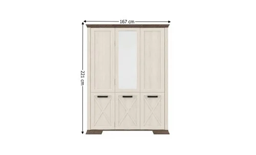 Dulap Marsel 3D Alb Frasin cu Oglindă și Stejar Sonoma Dark
