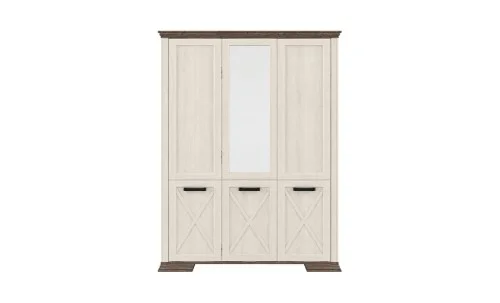 Dulap Marsel 3D Alb Frasin cu Oglindă și Stejar Sonoma Dark