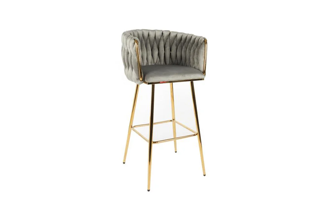 Scaun Bar KJC365 Gri & Picioare Aurii