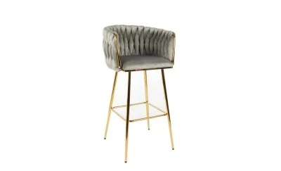 Scaun Bar KJC365 Gri & Picioare Aurii