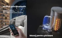 Fotoliu de Masaj A077 Bej, Masaj pe 6 Zone, Role 3D S-Curve, Stretching, Încălzire, Bluetooth 4