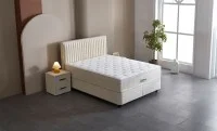 Set Pat Tapitat cu Saltea si Somiera Arden White, 160x200 cm 9