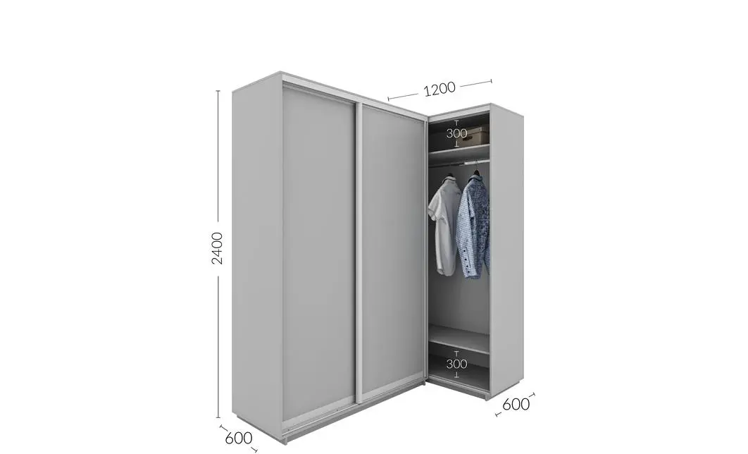Dulap de Colt Personalizat Oglinda, 120 x 240 x 60 1