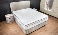 Set Pat Tapitat cu Saltea Bella Beige 180x200 3