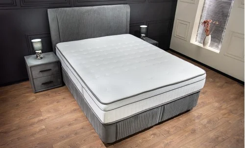 Set Pat Tapitat cu Saltea Bella Grey 180x200