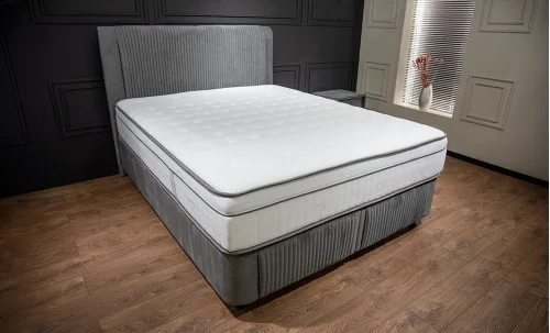 Set Pat Tapitat cu Saltea Bella Grey 180x200