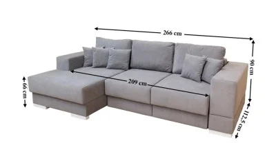 Colțar Extensibil Boston Gri  - Vega 10 Stânga