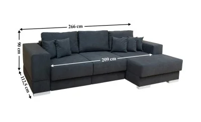 Colțar Extensibil Boston Gri Închis - Vega 35 Dreapta	