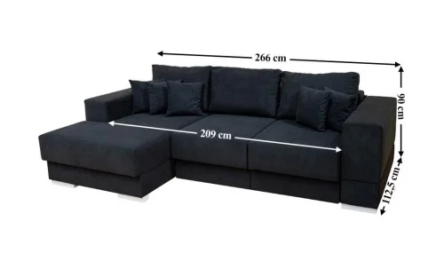 Colțar Extensibil Boston Negru - Vega 70 Stânga