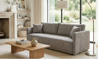 Canapea Extensibilă Allen, Cu Ladă Depozitare, Stofă BELLA 60, Gri