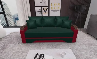 Canapea Extensibilă Bianca, Verde/Rosu