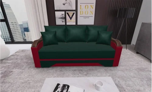 Canapea Extensibilă Bianca, Verde/Rosu