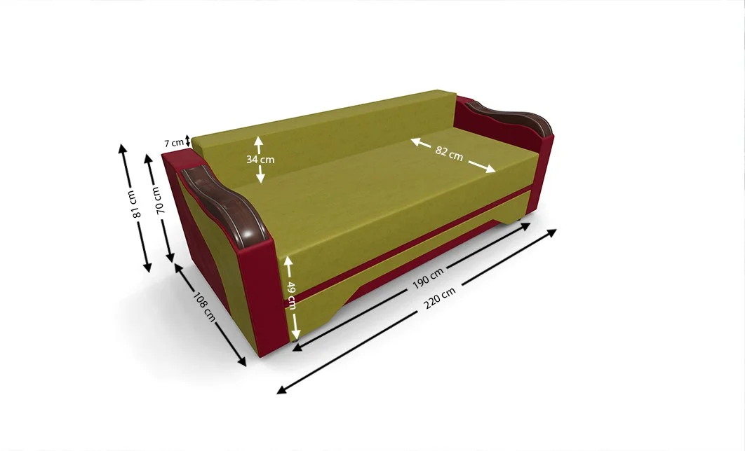 Canapea Extensibilă Bianca, Verde masliniu/Rosu 3