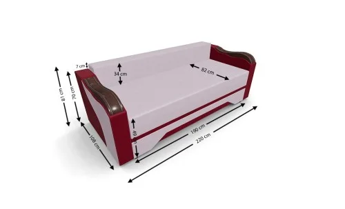 Canapea Extensibilă Bianca, Violet/Rosu
