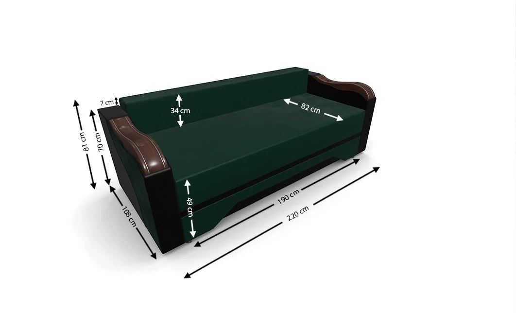 Canapea Extensibilă Bianca, Verde 3