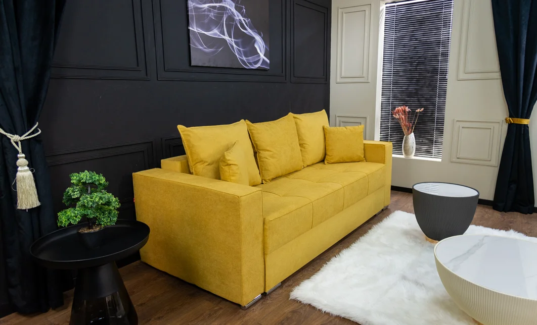 Canapea Extensibilă Claudia Memory Mini, Muștar 5