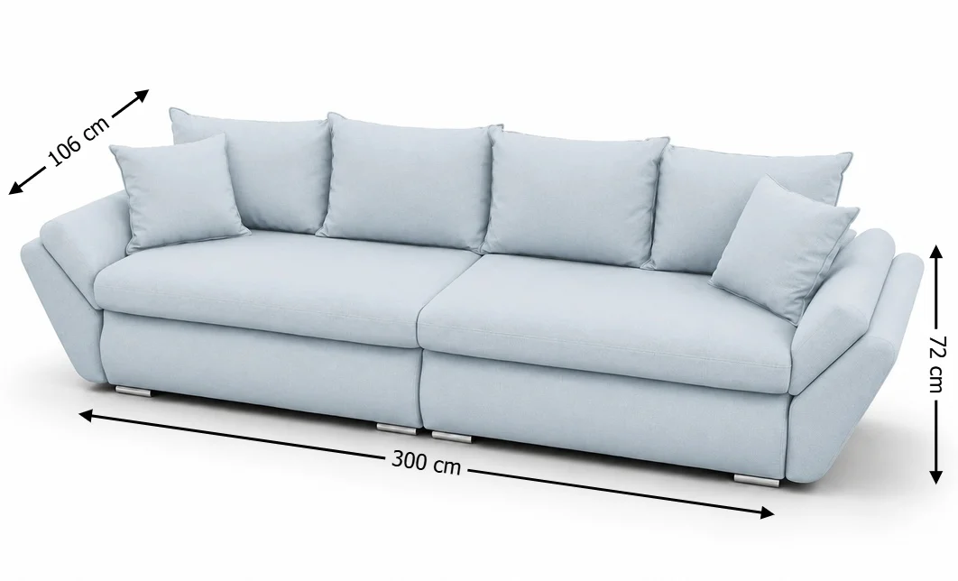 Canapea Extensibilă Confort cu Spumă HR , Bleu Deschis  4