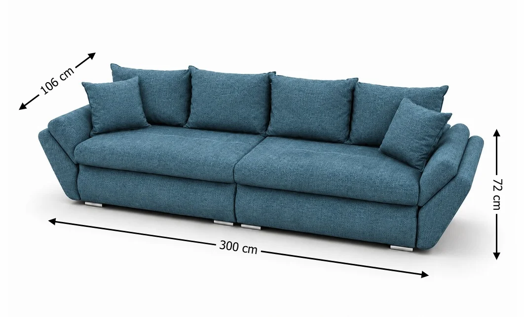 Canapea Extensibilă Confort cu Spumă HR, Albastru Mediteranean 10