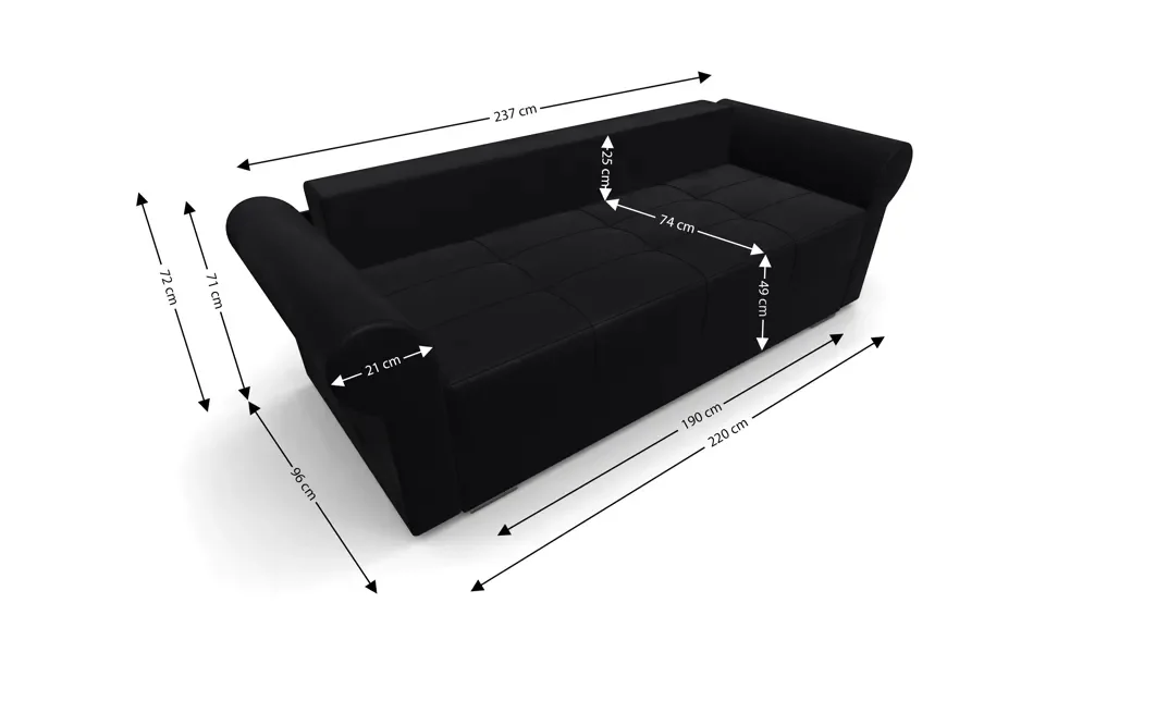 Canapea Extensibilă Elsa Mini, Negru 5