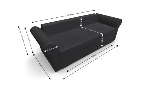 Canapea Extensibilă Elsa Mini, Gri carbune
